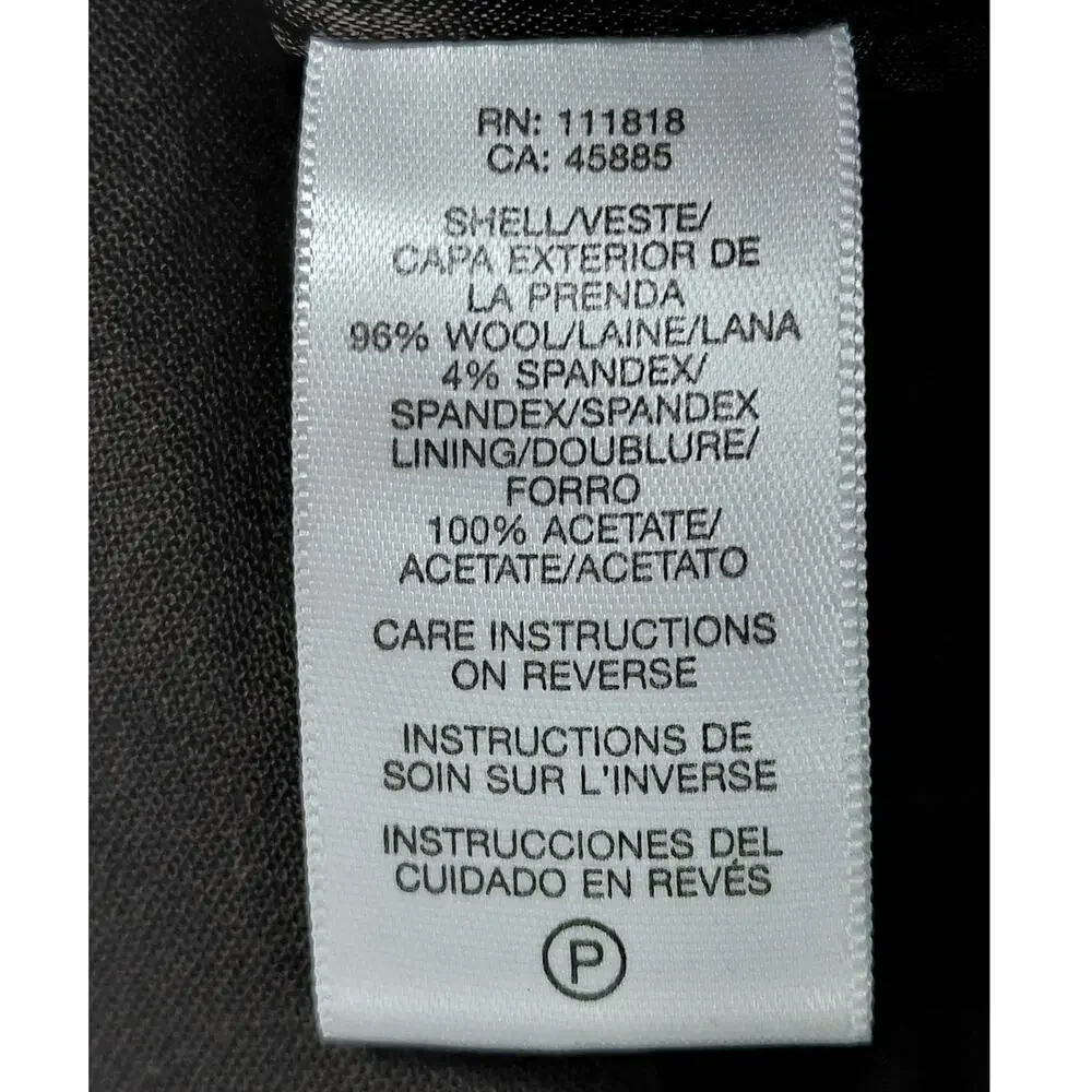 Michael Kors Wool Blend Brown Blazer Stretch Jacket Women Size 12